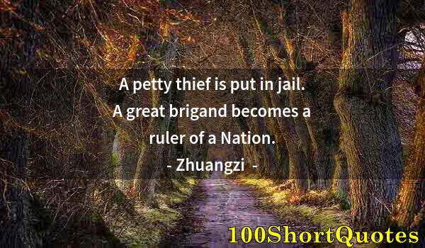 Quote by Albert Einstein: A petty thief is put in jail. A great brigand becomes a ruler of a Nation.