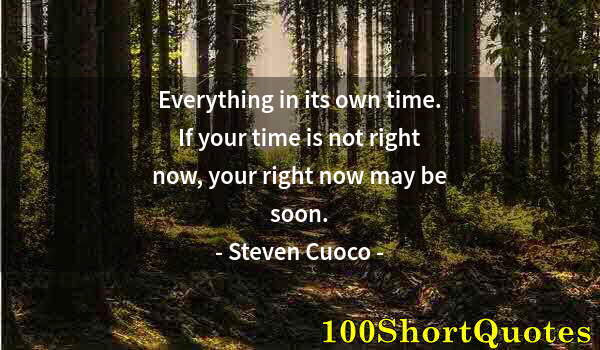 Quote by Albert Einstein: Everything in its own time. If your time is not right now, your right now may be soon.