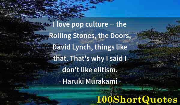 Quote by Albert Einstein: I love pop culture -- the Rolling Stones, the Doors, David Lynch, things like that. That's why I sai...