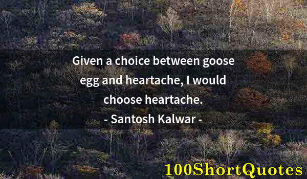 Quote by Albert Einstein: Given a choice between goose egg and heartache, I would choose heartache.