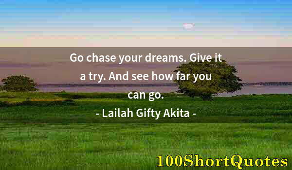 Quote by Albert Einstein: Go chase your dreams. Give it a try. And see how far you can go.