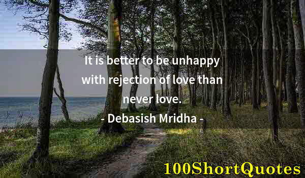 Quote by Albert Einstein: It is better to be unhappy with rejection of love than never love.