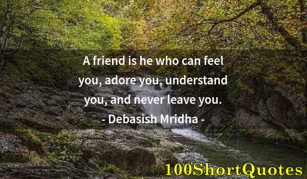 Quote by Albert Einstein: A friend is he who can feel you, adore you, understand you, and never leave you.
