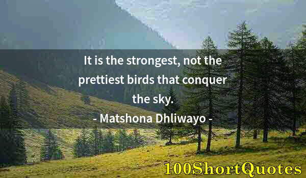 Quote by Albert Einstein: It is the strongest, not the prettiest birds that conquer the sky.