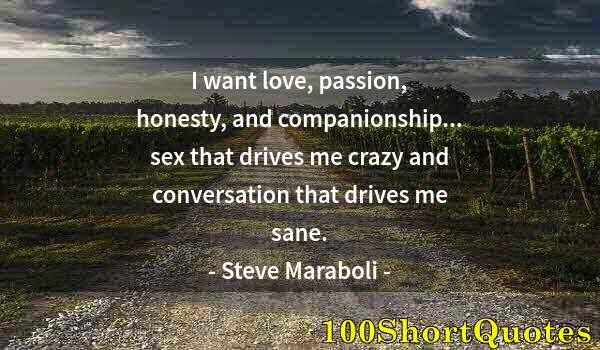 Quote by Albert Einstein: I want love, passion, honesty, and companionship... sex that drives me crazy and conversation that d...