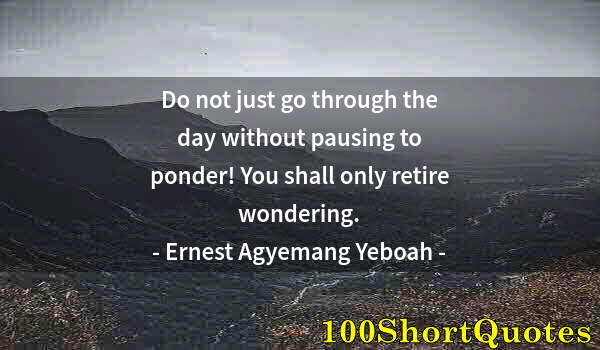 Quote by Albert Einstein: Do not just go through the day without pausing to ponder! You shall only retire wondering.