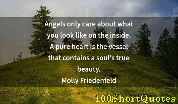 Quote by Albert Einstein: Angels only care about what you look like on the inside. A pure heart is the vessel that contains a ...