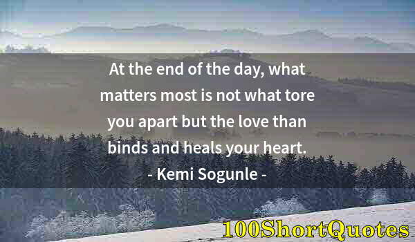 Quote by Albert Einstein: At the end of the day, what matters most is not what tore you apart but the love than binds and heal...