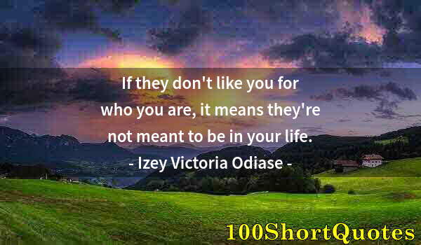 Quote by Albert Einstein: If they don't like you for who you are, it means they're not meant to be in your life.