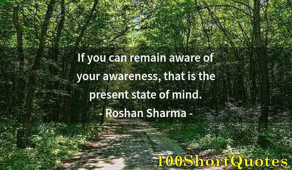Quote by Albert Einstein: If you can remain aware of your awareness, that is the present state of mind.