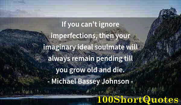 Quote by Albert Einstein: If you can't ignore imperfections, then your imaginary ideal soulmate will always remain pending til...
