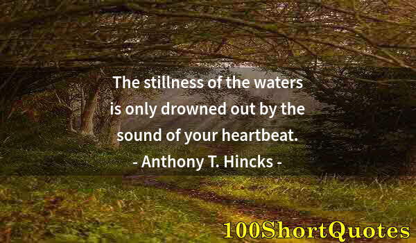 Quote by Albert Einstein: The stillness of the waters is only drowned out by the sound of your heartbeat.