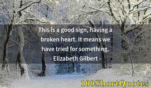 Quote by Albert Einstein: This is a good sign, having a broken heart. It means we have tried for something.