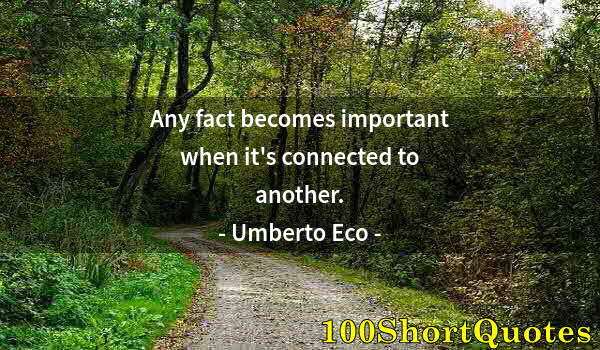 Quote by Albert Einstein: Any fact becomes important when it's connected to another.