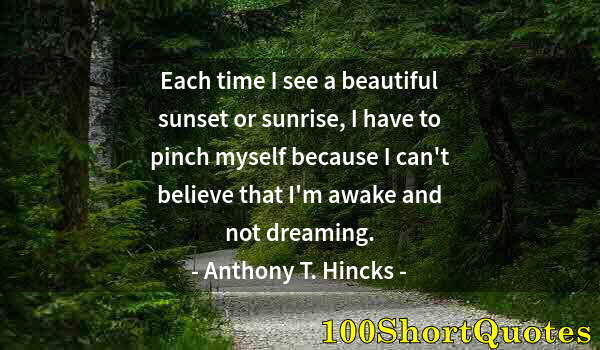 Quote by Albert Einstein: Each time I see a beautiful sunset or sunrise, I have to pinch myself because I can't believe that I...