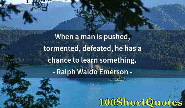Quote by Albert Einstein: When a man is pushed, tormented, defeated, he has a chance to learn something.