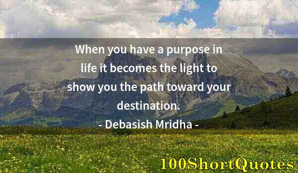 Quote by Albert Einstein: When you have a purpose in life it becomes the light to show you the path toward your destination.