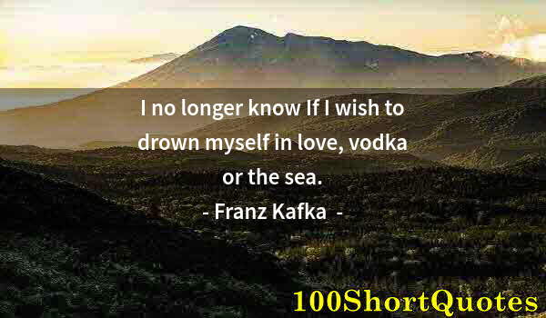 Quote by Albert Einstein: I no longer know If I wish to drown myself in love, vodka or the sea.