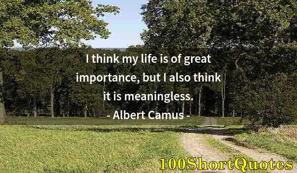 Quote by Albert Einstein: I think my life is of great importance, but I also think it is meaningless.