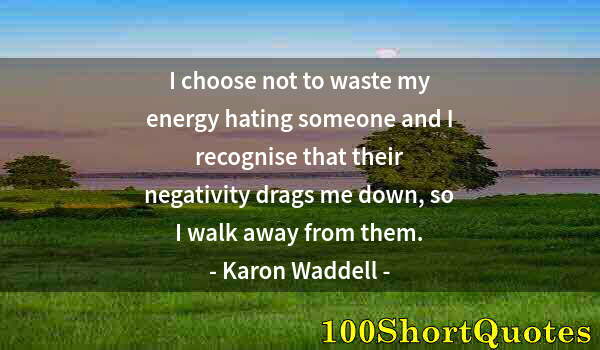 Quote by Albert Einstein: I choose not to waste my energy hating someone and I recognise that their negativity drags me down, ...