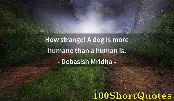 Quote by Albert Einstein: How strange! A dog is more humane than a human is.