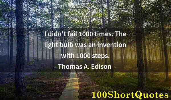 Quote by Albert Einstein: I didn't fail 1000 times. The light bulb was an invention with 1000 steps.