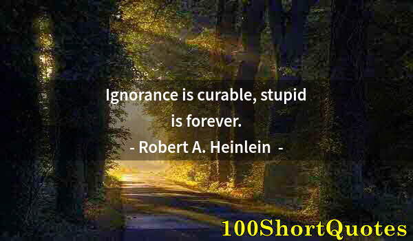 Quote by Albert Einstein: Ignorance is curable, stupid is forever.