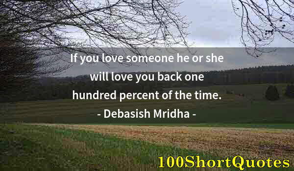 Quote by Albert Einstein: If you love someone he or she will love you back one hundred percent of the time.