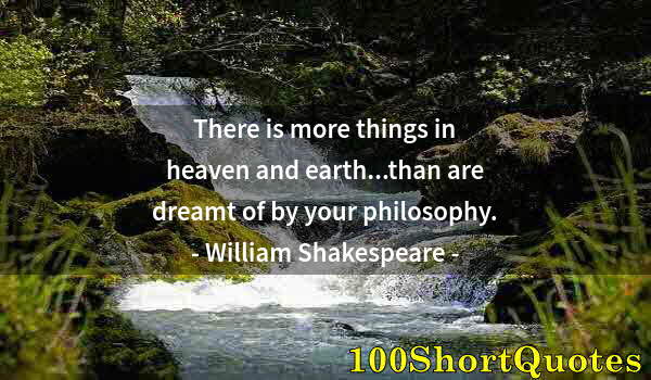 Quote by Albert Einstein: There is more things in heaven and earth...than are dreamt of by your philosophy.