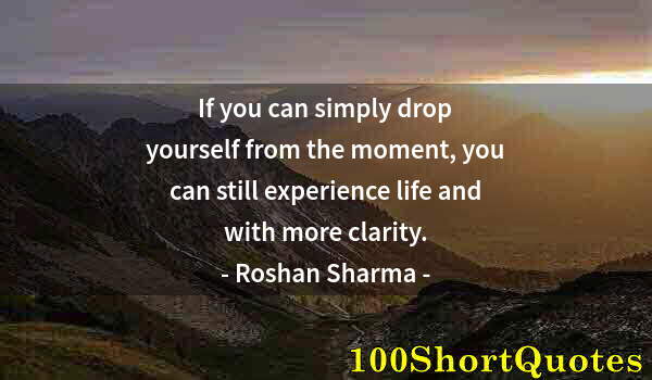 Quote by Albert Einstein: If you can simply drop yourself from the moment, you can still experience life and with more clarity...
