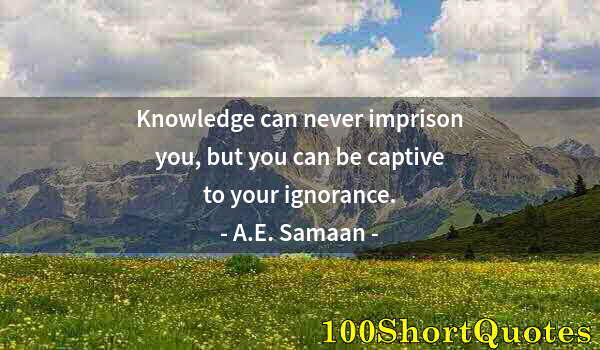 Quote by Albert Einstein: Knowledge can never imprison you, but you can be captive to your ignorance.