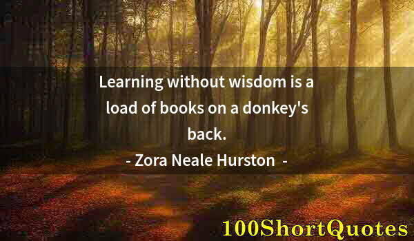 Quote by Albert Einstein: Learning without wisdom is a load of books on a donkey's back.