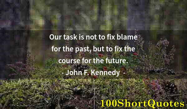 Quote by Albert Einstein: Our task is not to fix blame for the past, but to fix the course for the future.