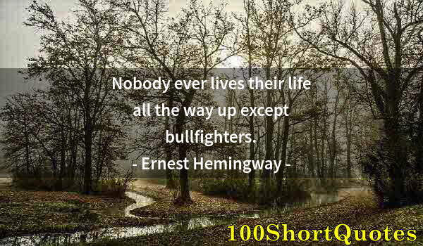 Quote by Albert Einstein: Nobody ever lives their life all the way up except bullfighters.