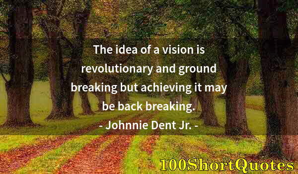 Quote by Albert Einstein: The idea of a vision is revolutionary and ground breaking but achieving it may be back breaking.
