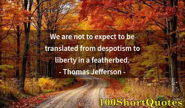 Quote by Albert Einstein: We are not to expect to be translated from despotism to liberty in a featherbed.