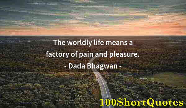 Quote by Albert Einstein: The worldly life means a factory of pain and pleasure.