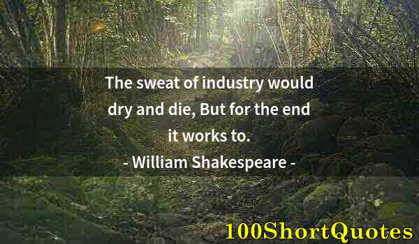 Quote by Albert Einstein: The sweat of industry would dry and die, But for the end it works to.