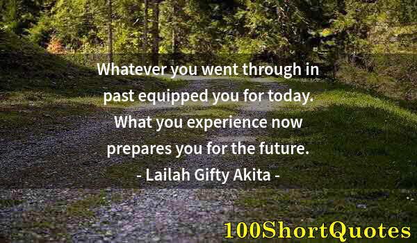 Quote by Albert Einstein: Whatever you went through in past equipped you for today. What you experience now prepares you for t...