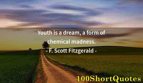 Quote by Albert Einstein: Youth is a dream, a form of chemical madness.