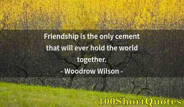 Quote by Albert Einstein: Friendship is the only cement that will ever hold the world together.