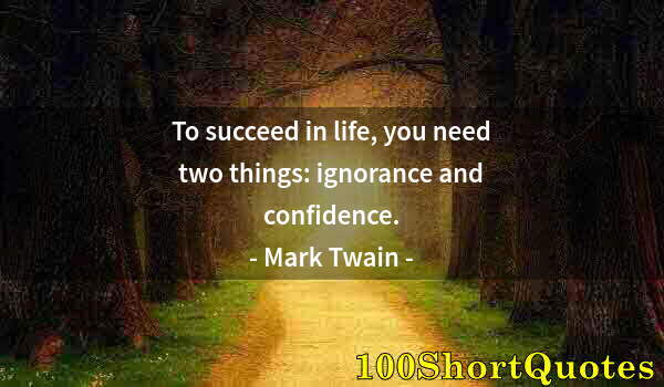 Quote by Albert Einstein: To succeed in life, you need two things: ignorance and confidence.