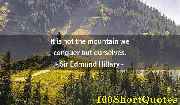 Quote by Albert Einstein: It is not the mountain we conquer but ourselves.