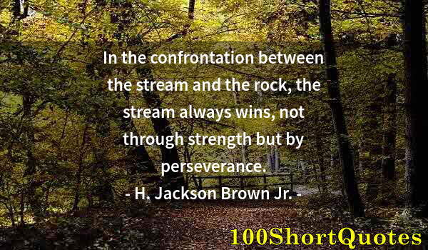 Quote by Albert Einstein: In the confrontation between the stream and the rock, the stream always wins, not through strength b...