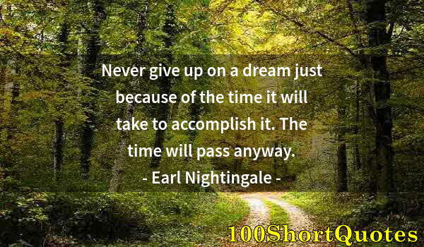 Quote by Albert Einstein: Never give up on a dream just because of the time it will take to accomplish it. The time will pass ...