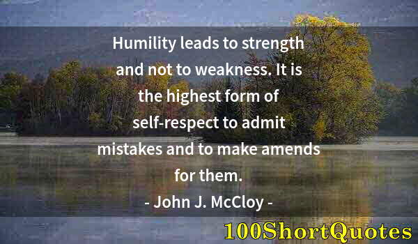 Quote by Albert Einstein: Humility leads to strength and not to weakness. It is the highest form of self-respect to admit mist...