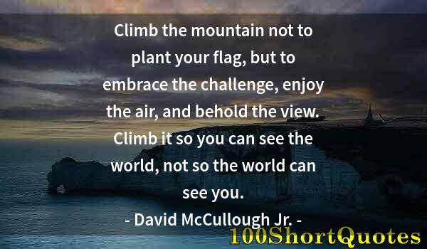 Quote by Albert Einstein: Climb the mountain not to plant your flag, but to embrace the challenge, enjoy the air, and behold t...