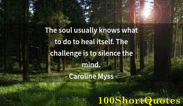 Quote by Albert Einstein: The soul usually knows what to do to heal itself. The challenge is to silence the mind.