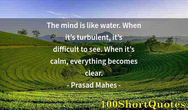 Quote by Albert Einstein: The mind is like water. When it’s turbulent, it’s difficult to see. When it’s calm, everything becom...