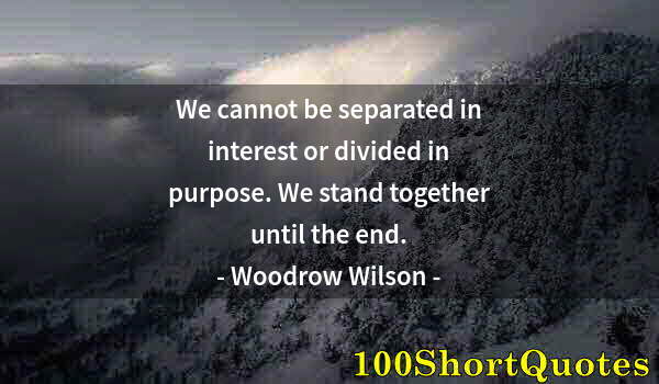 Quote by Albert Einstein: We cannot be separated in interest or divided in purpose. We stand together until the end.